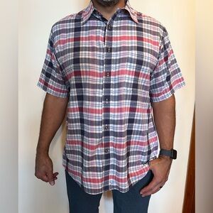 Lands End Men’s Short Sleeve Plaid shirt Size Large